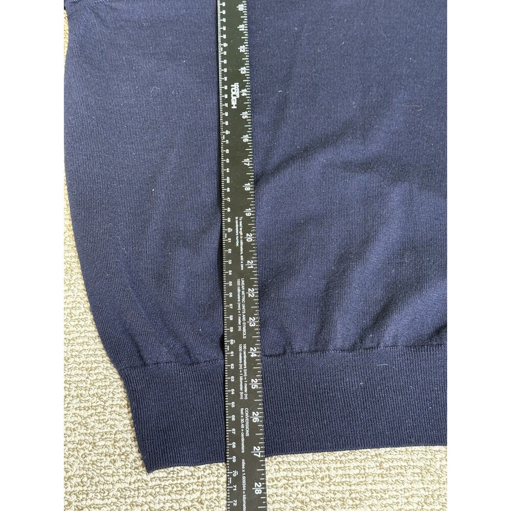 Peter Millar Crown Soft Sweater 1/4 Zip Merino Wool Silk Blend Mens Sz L Navy - Picture 7 of 7